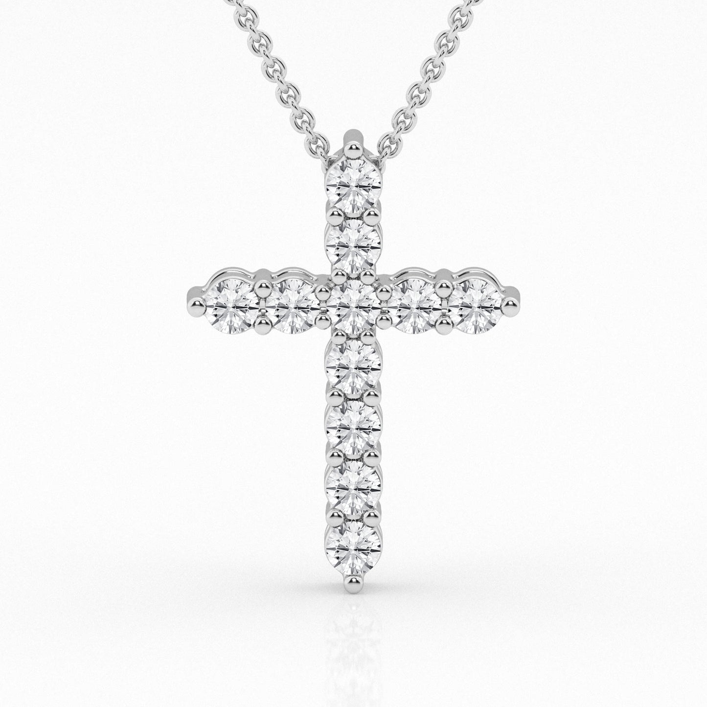 14K White Gold Lab Diamond Cross Pendant Brilliance