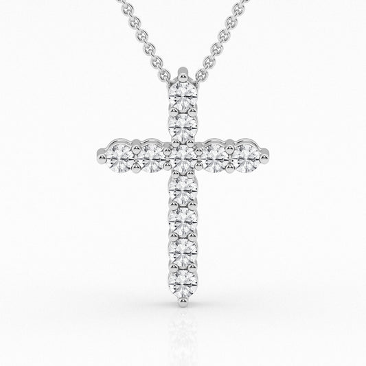 14K White Gold Lab Diamond Cross Pendant Brilliance