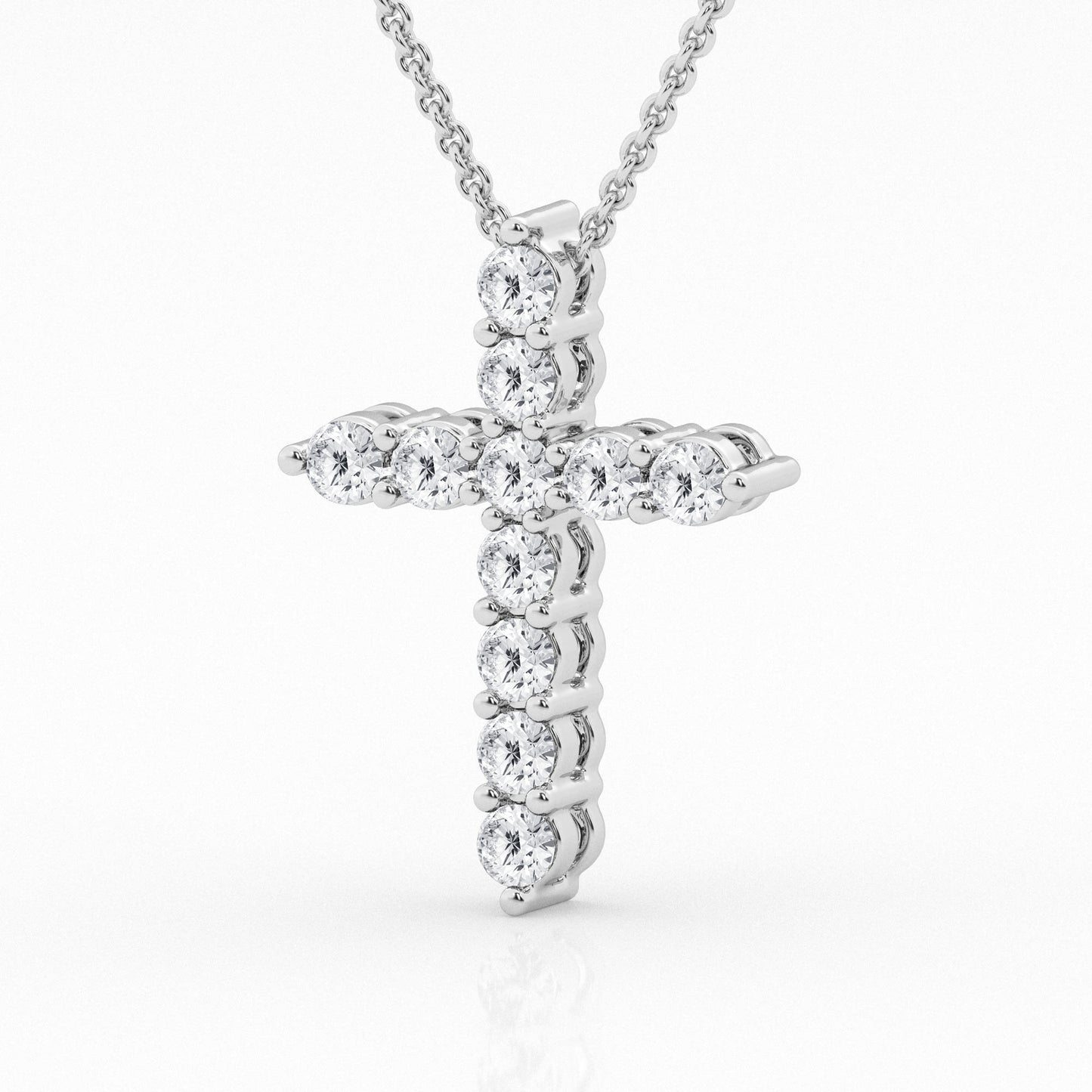 14K White Gold Lab Diamond Cross Pendant Brilliance