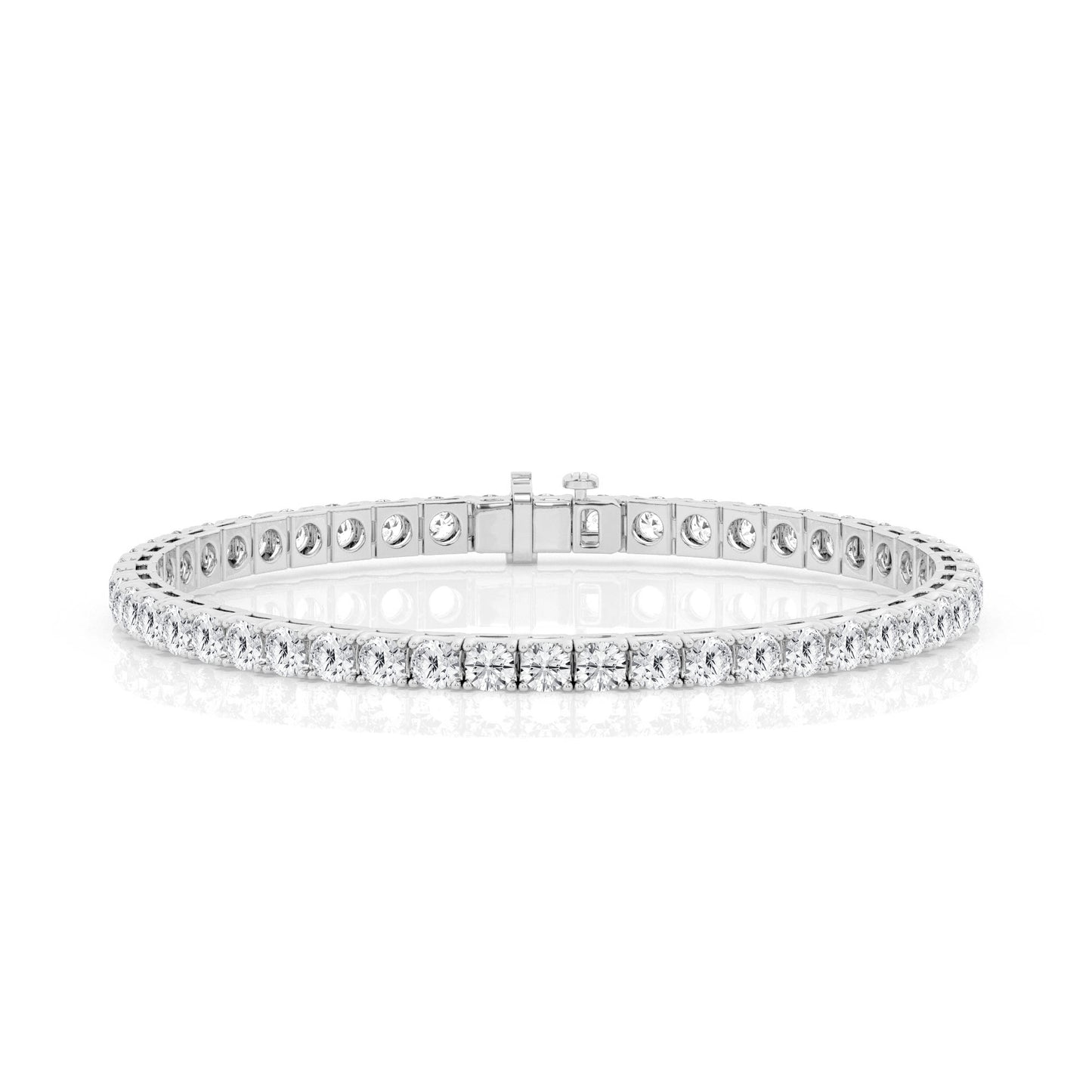 14K White Gold Lab Diamond Round Tennis Bracelet