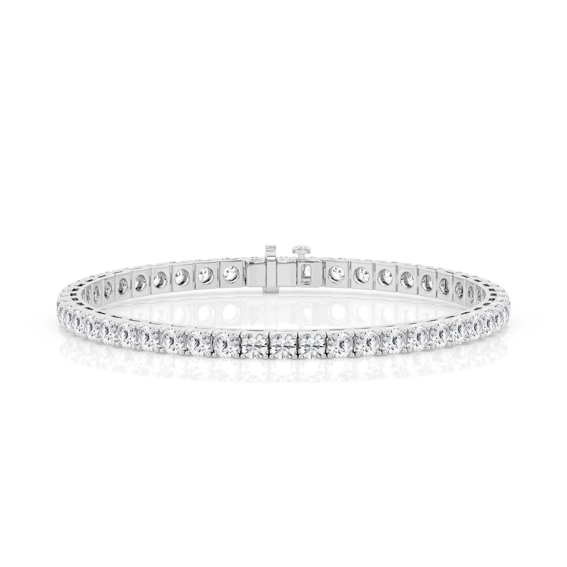 14K White Gold Lab Diamond Round Tennis Bracelet