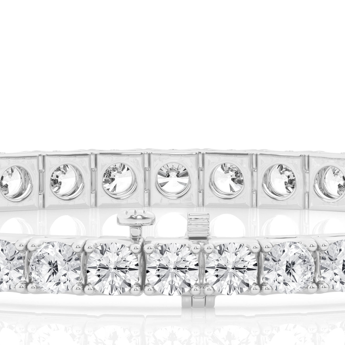 14K White Gold Lab Diamond Round Tennis Bracelet