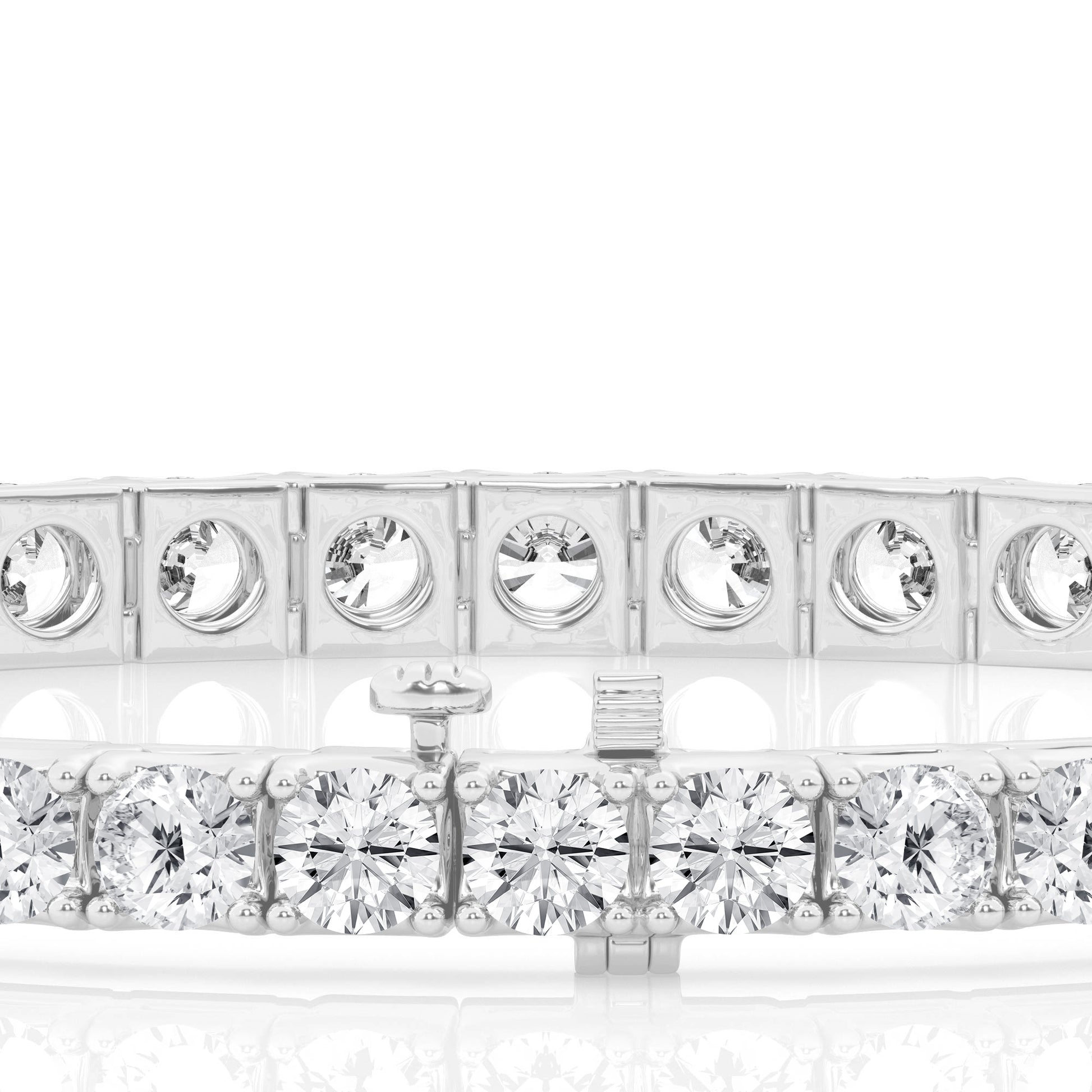 14K White Gold Lab Diamond Round Tennis Bracelet