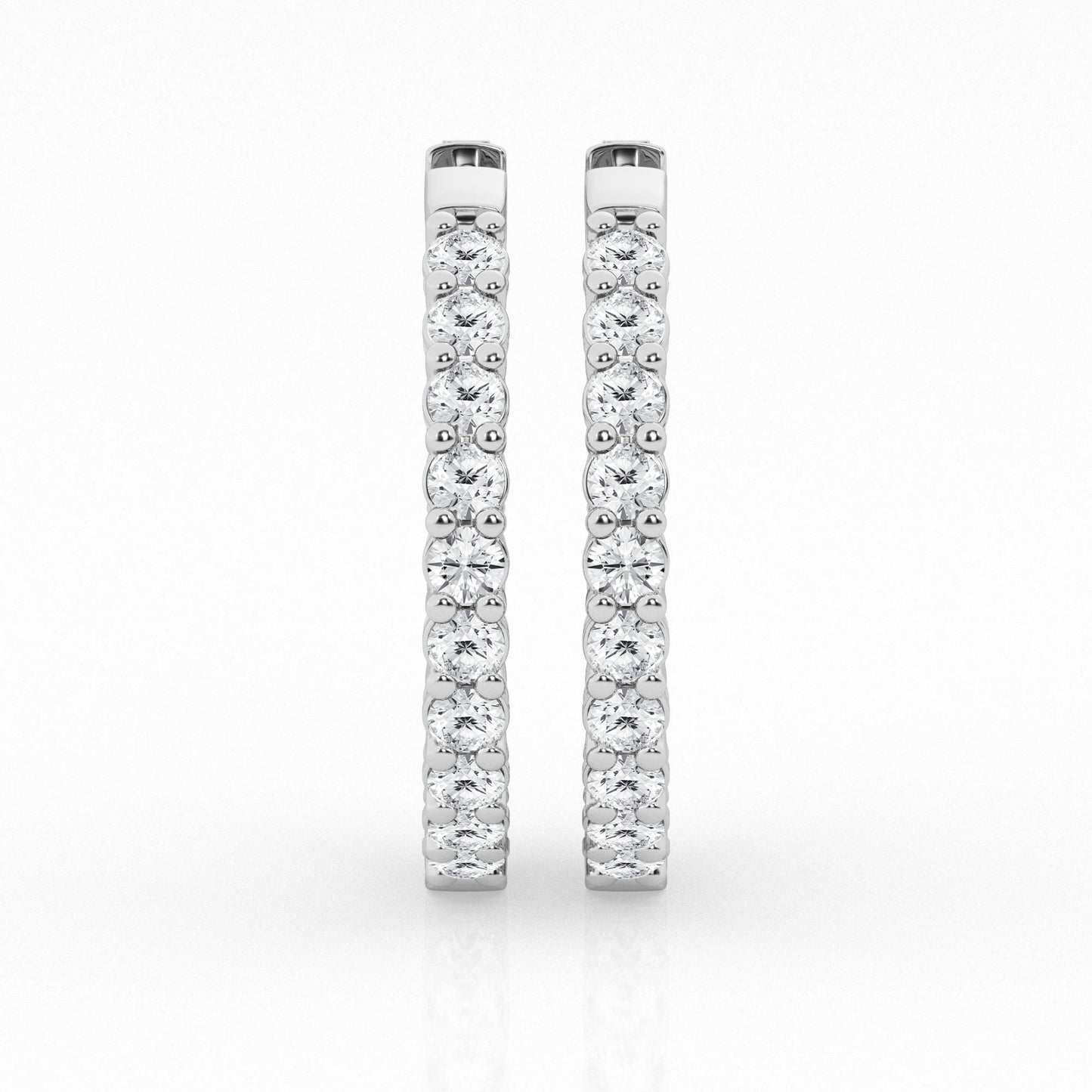 14K White Gold Lab Diamond Hoop Earrings (3.00 ctw)