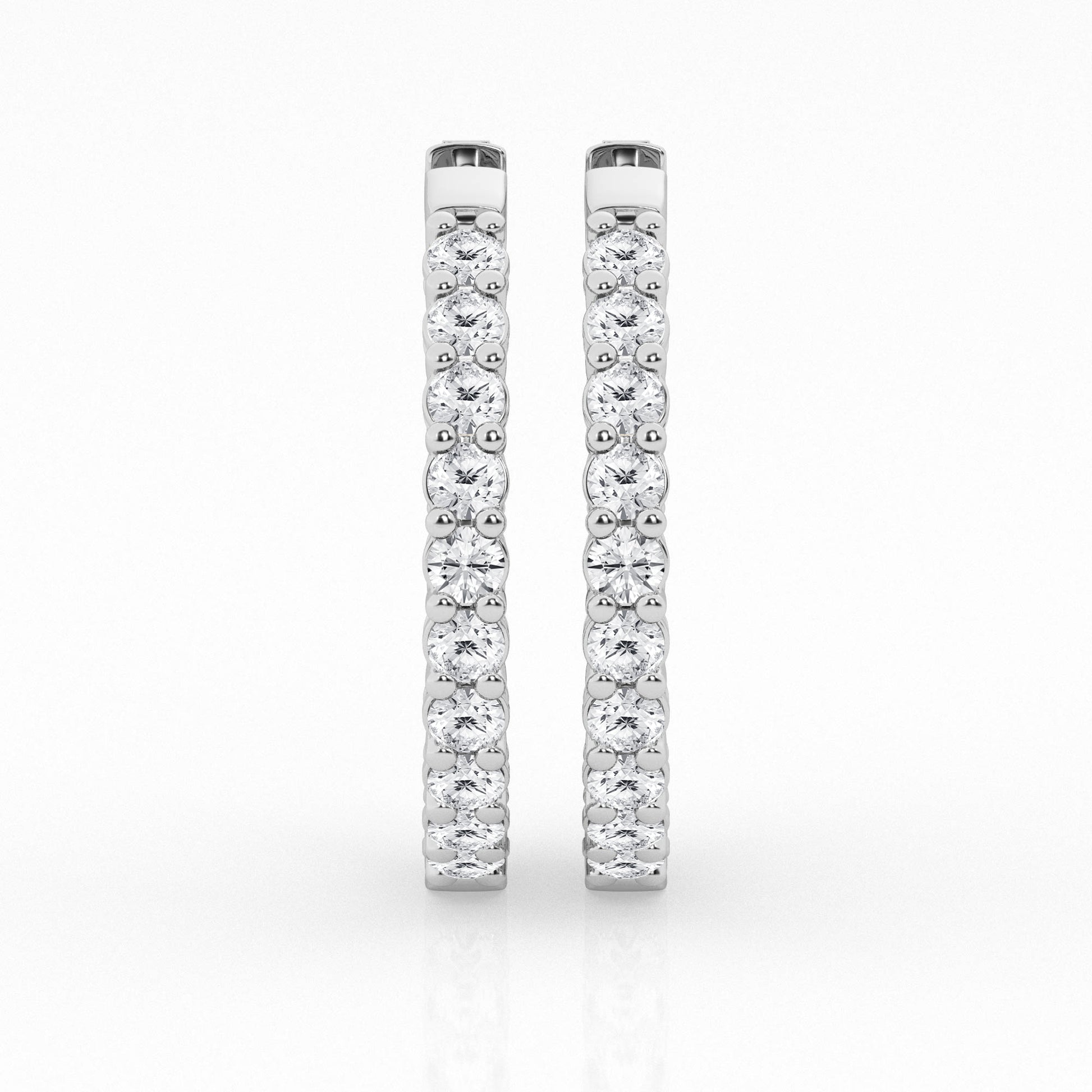 14K White Gold Lab Diamond Hoop Earrings (3.00 ctw)
