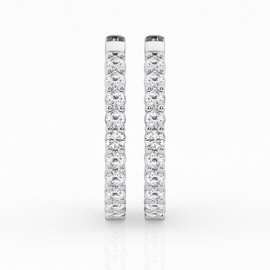 14K White Gold Lab Diamond Hoop Earrings (3.00 ctw)