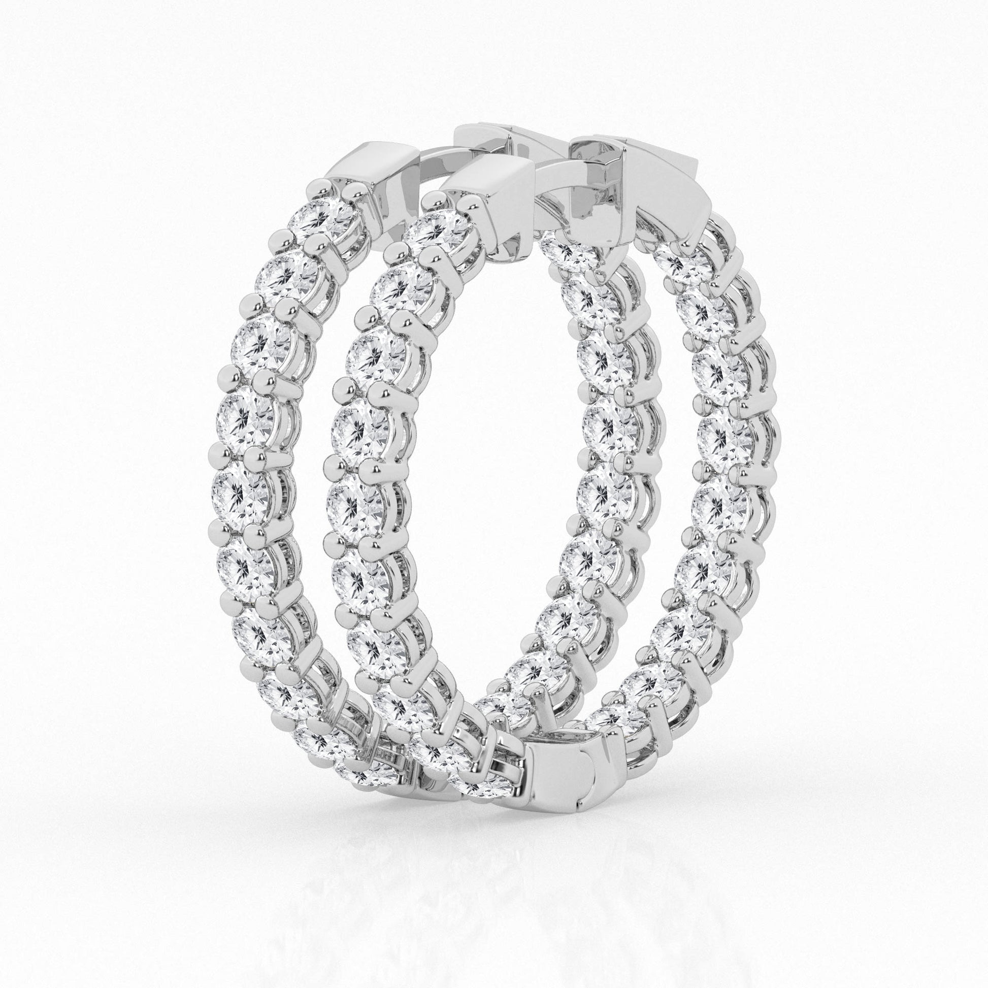 14K White Gold Lab Diamond Hoop Earrings (3.00 ctw)