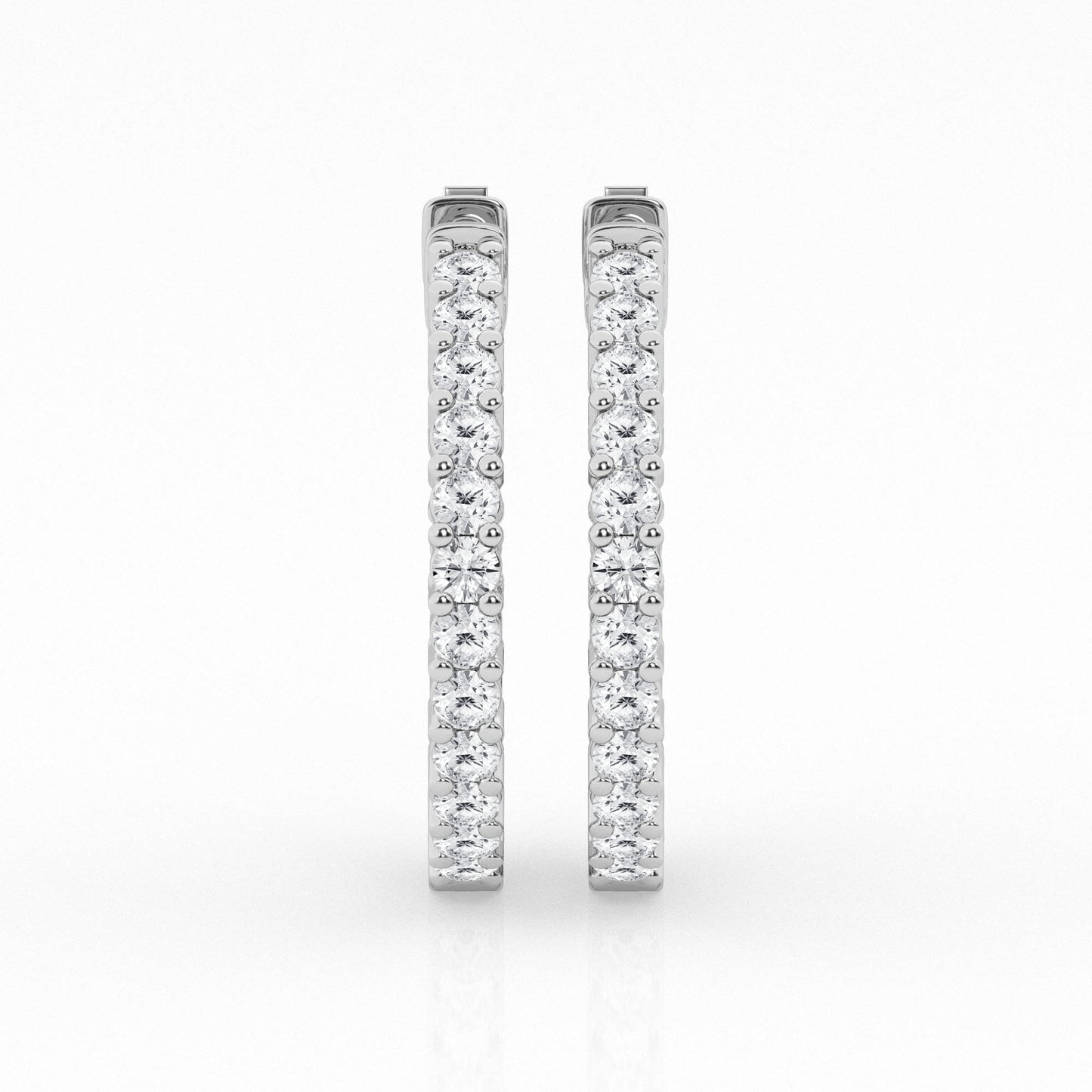 14K White Gold Round Lab Diamond Hoop Earrings