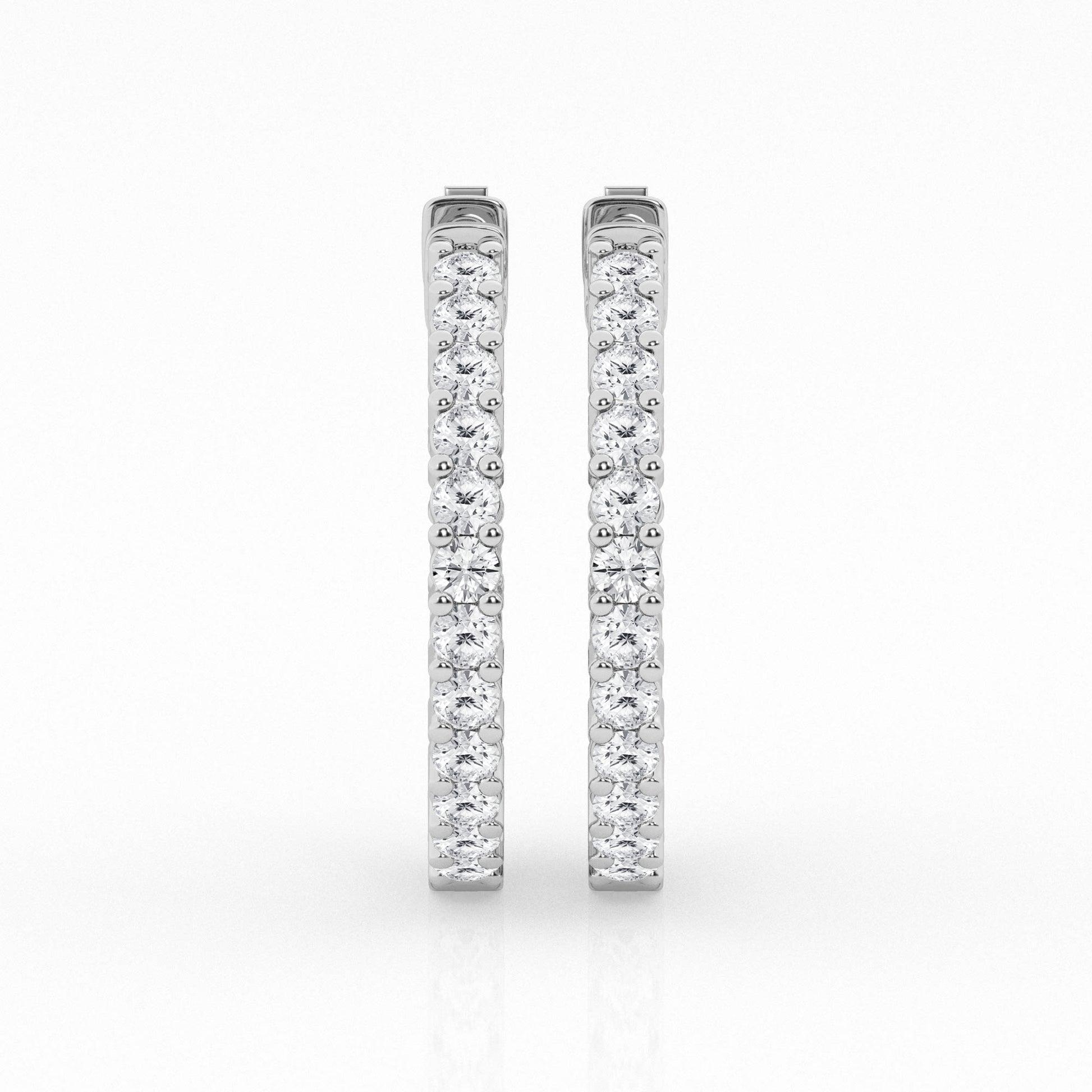 14K White Gold Round Lab Diamond Hoop Earrings
