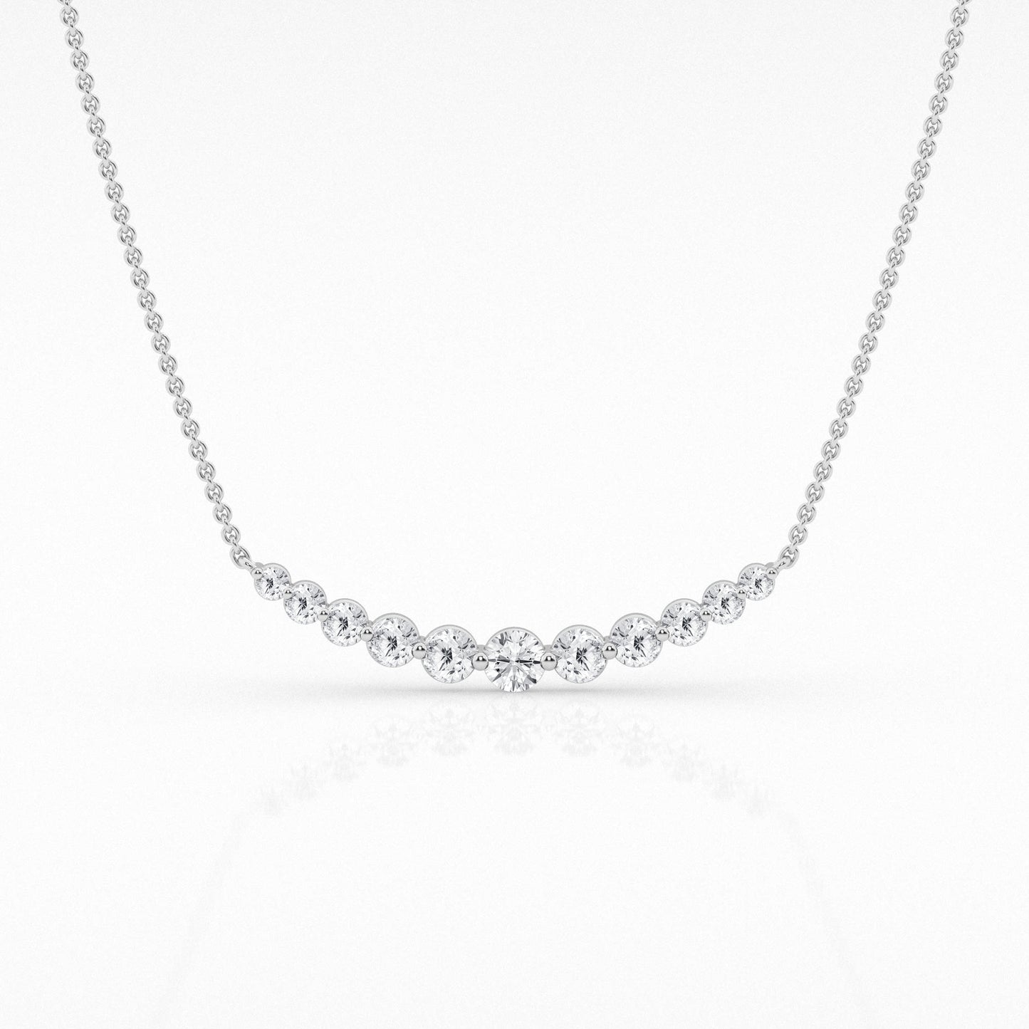 14K White Gold Lab Diamond Smile Pendant Necklace