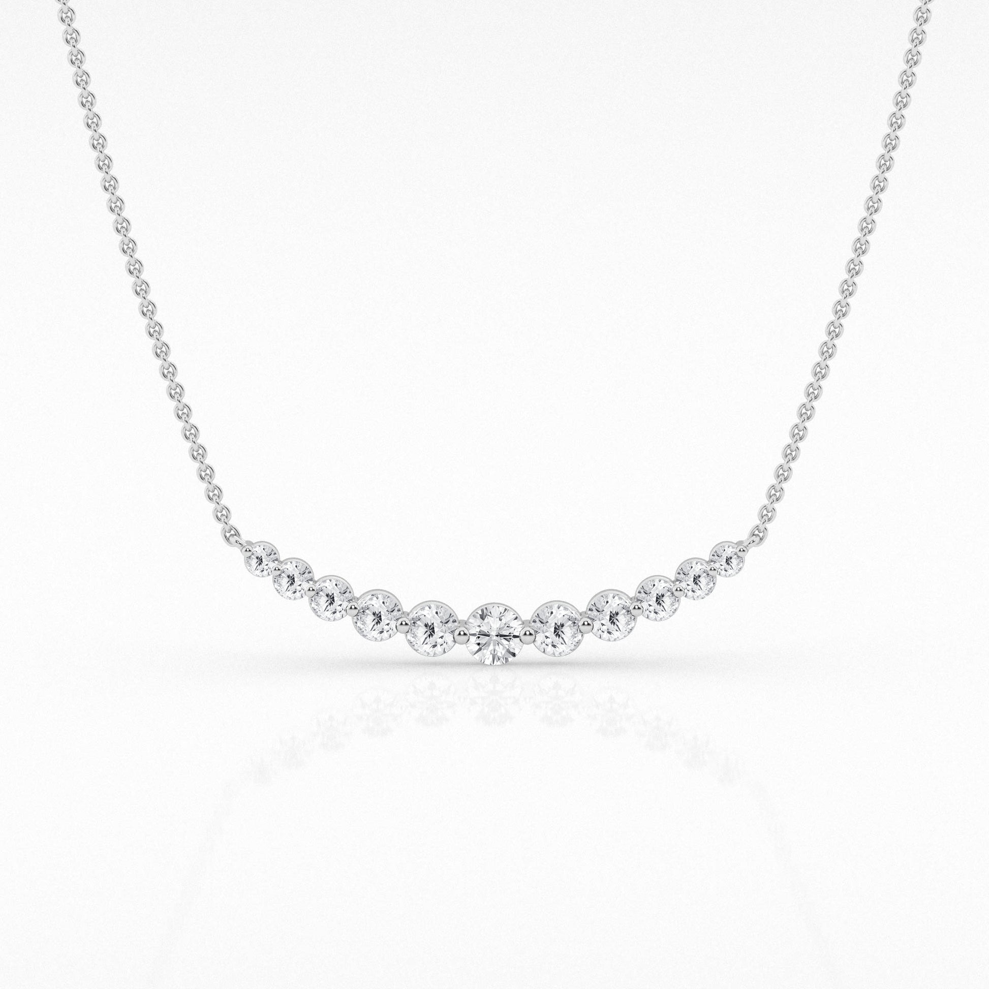 14K White Gold Lab Diamond Smile Pendant Necklace