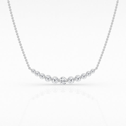 14K White Gold Lab Diamond Smile Pendant Necklace