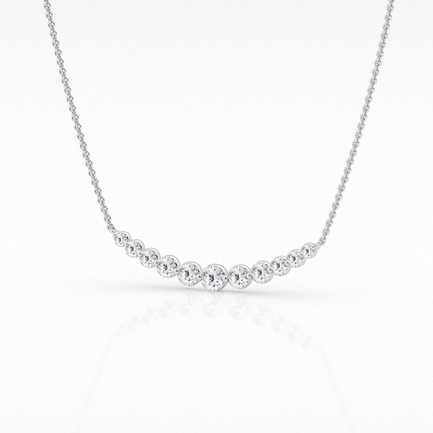 14K White Gold Lab Diamond Smile Pendant Necklace