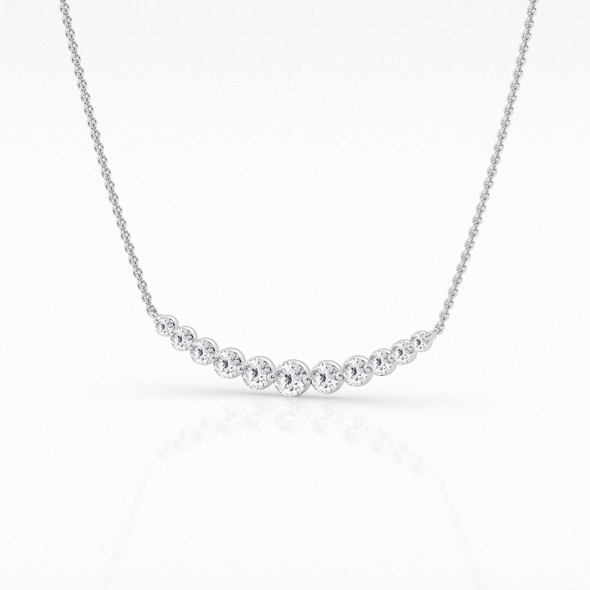 14K White Gold Lab Diamond Smile Pendant Necklace