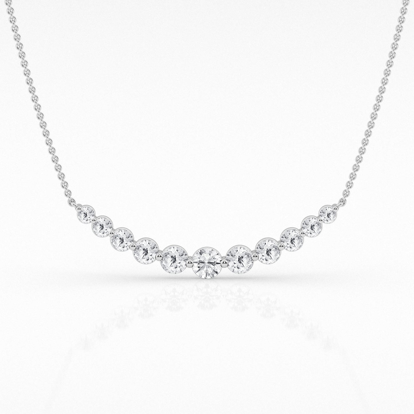 14K White Gold Lab Diamond Smile Pendant Necklace