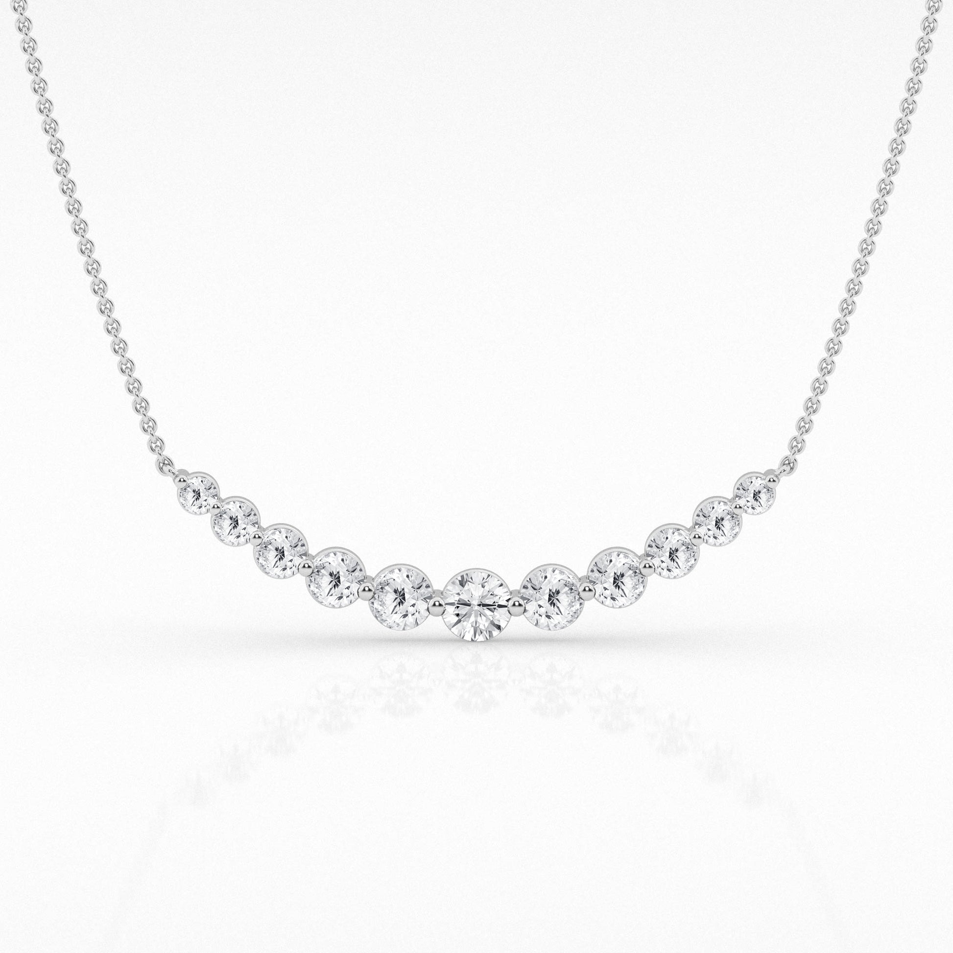 14K White Gold Lab Diamond Smile Pendant Necklace