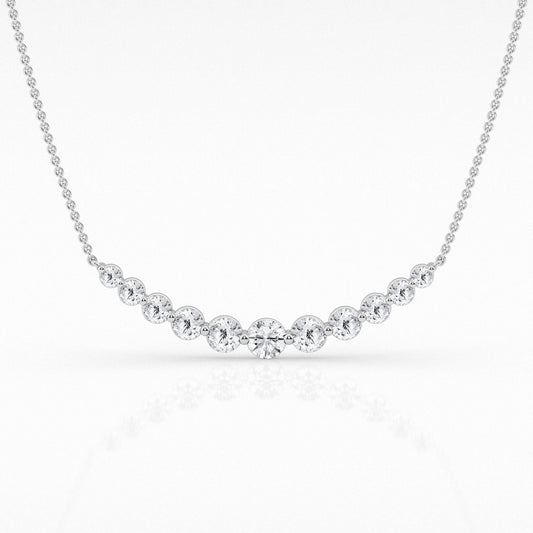 14K White Gold Lab Diamond Smile Pendant Necklace