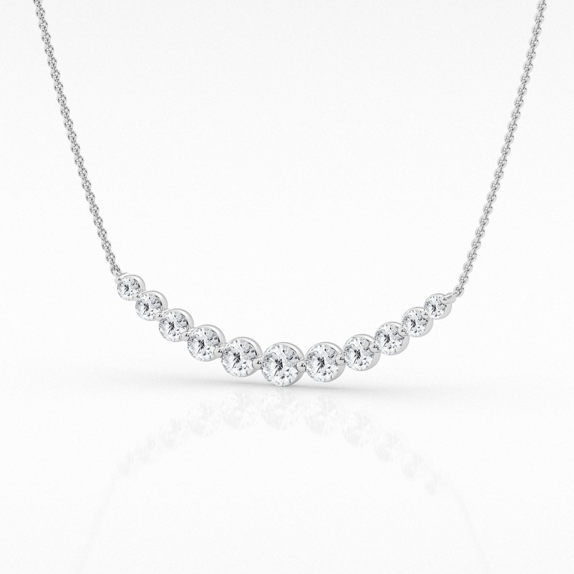 14K White Gold Lab Diamond Smile Pendant Necklace