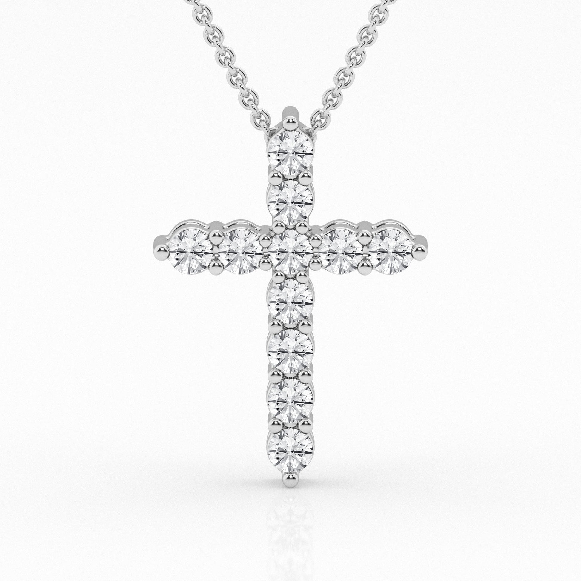 14K White Gold Lab Diamond Cross Pendant (2.00 ctw)