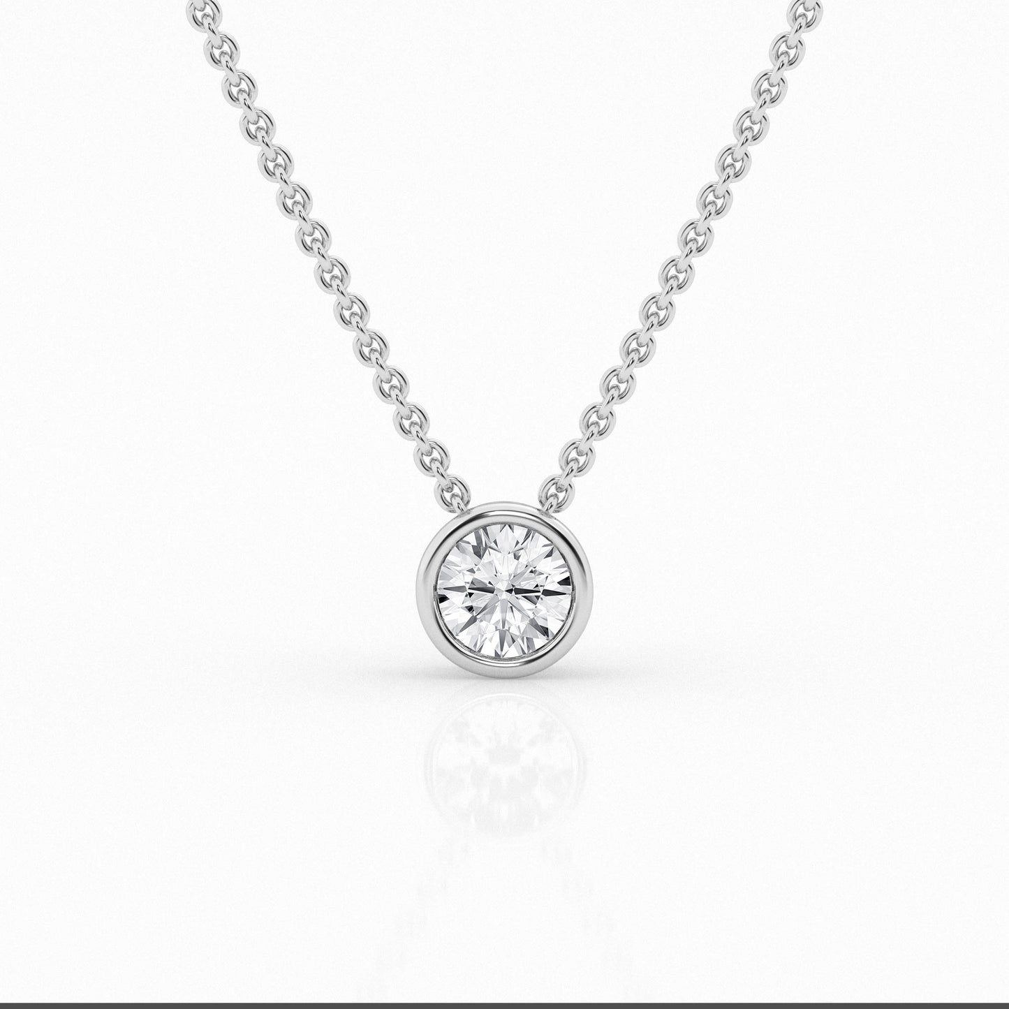 14K White Gold Lab Diamond Solitaire Pendant