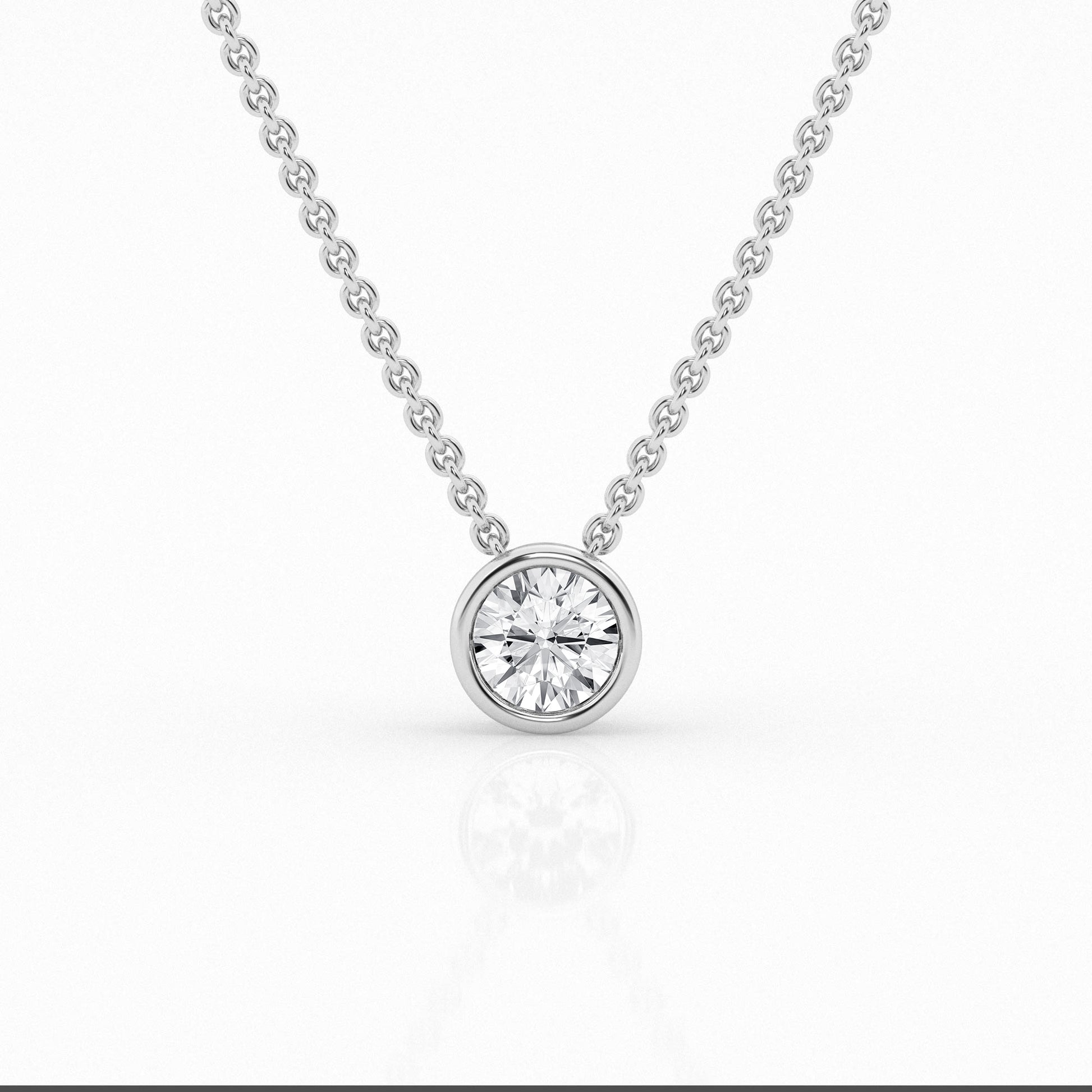 14K White Gold Lab Diamond Solitaire Pendant