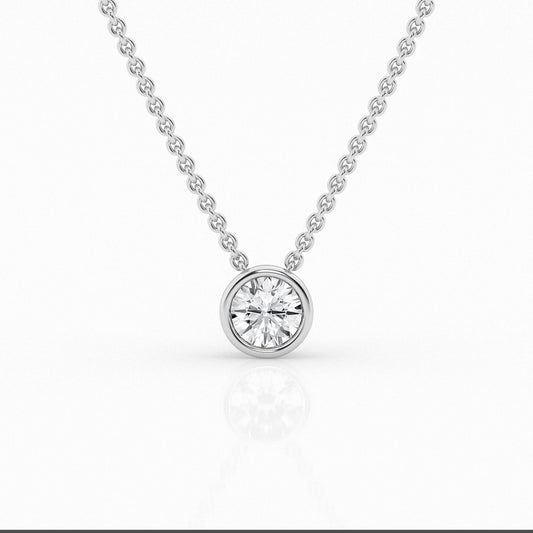 14K White Gold Lab Diamond Solitaire Pendant