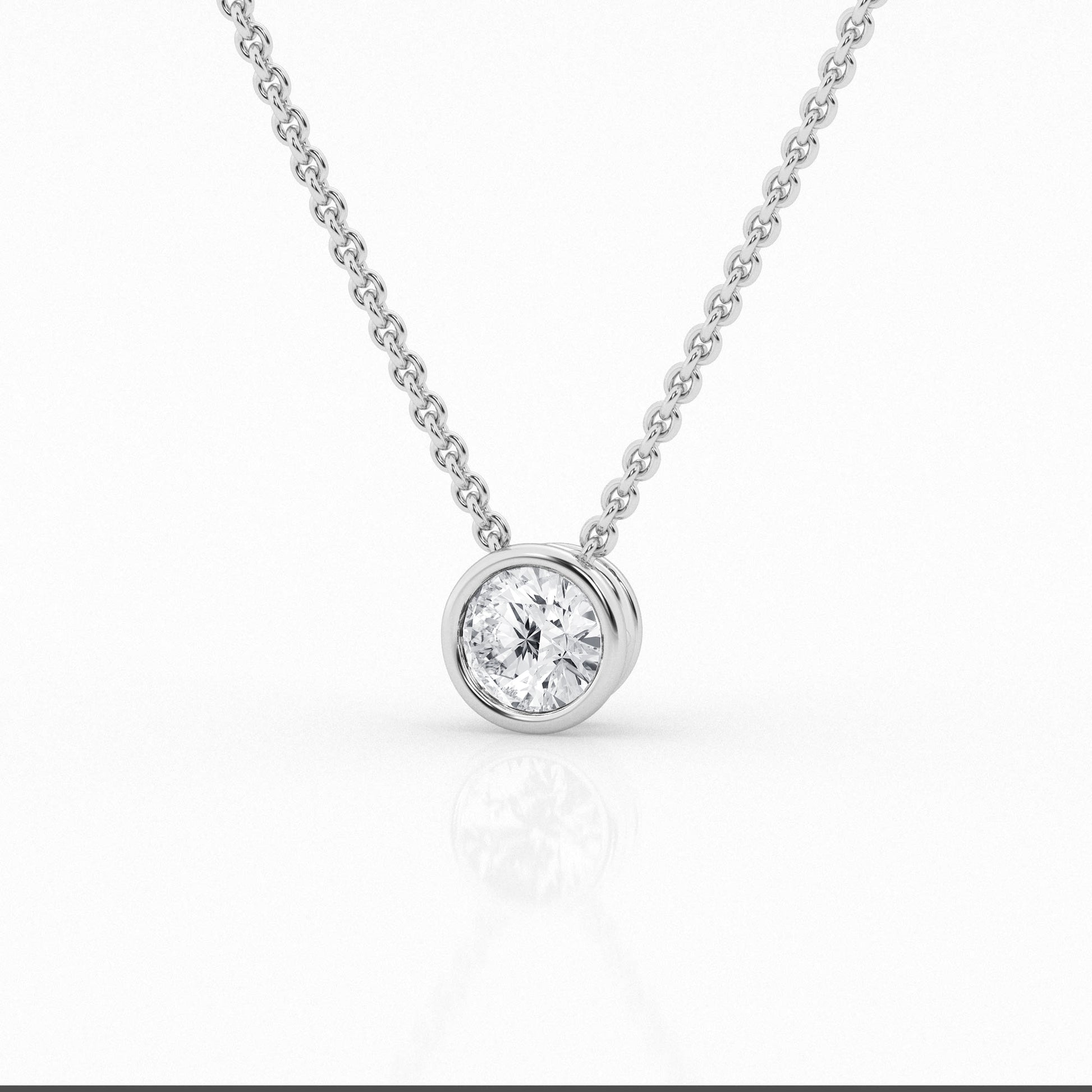 14K White Gold Lab Diamond Solitaire Pendant