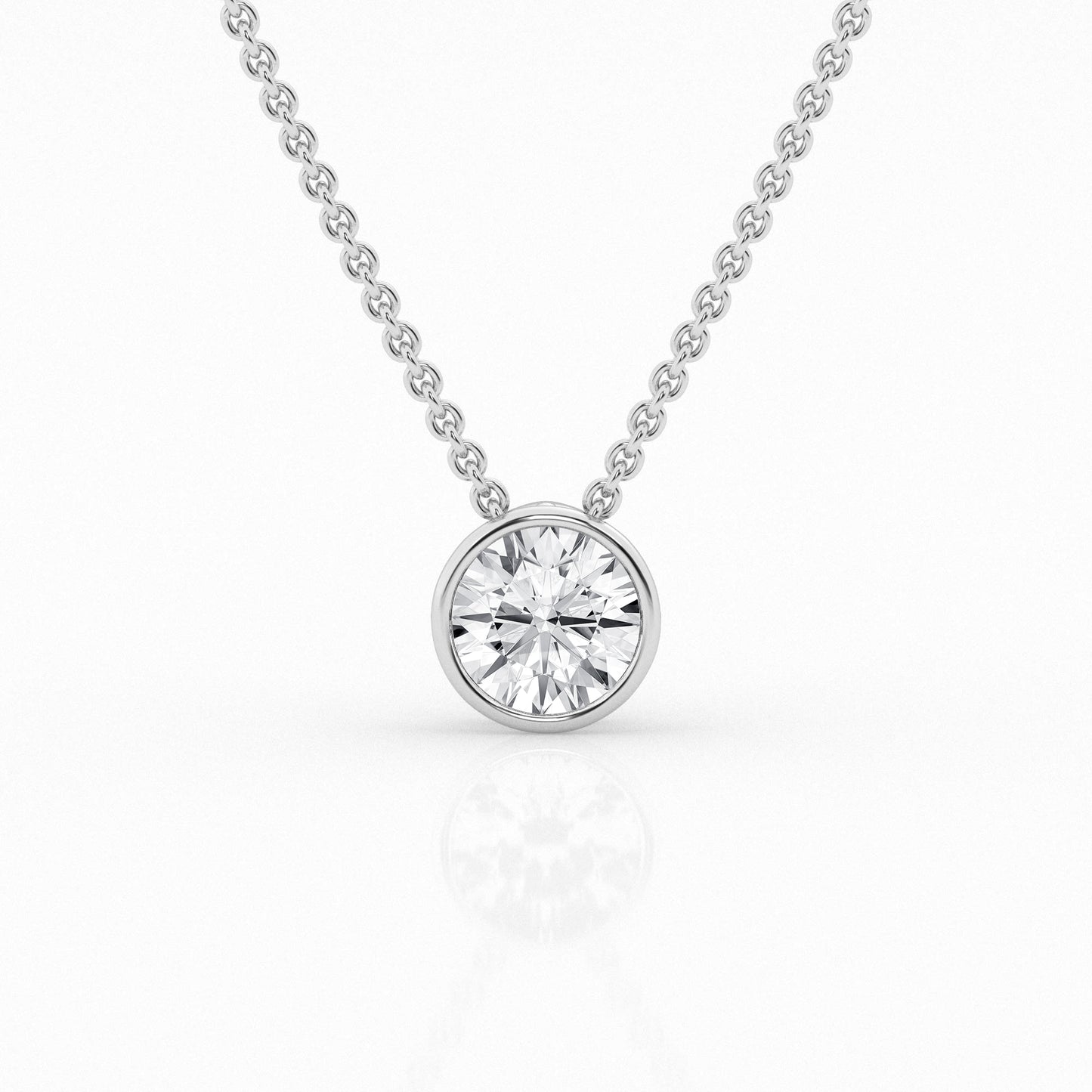 Minimalist 14K White Gold Lab Diamond Bezel Pendant