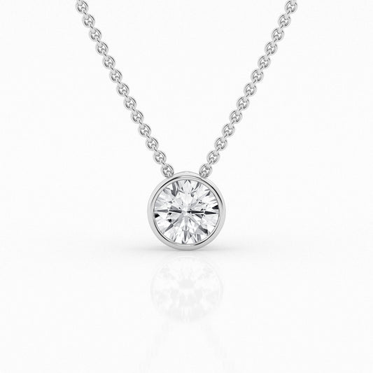 Minimalist 14K White Gold Lab Diamond Bezel Pendant