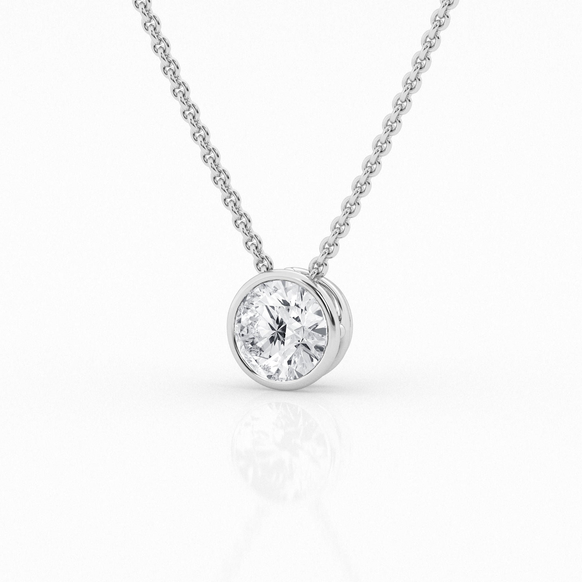 Minimalist 14K White Gold Lab Diamond Bezel Pendant