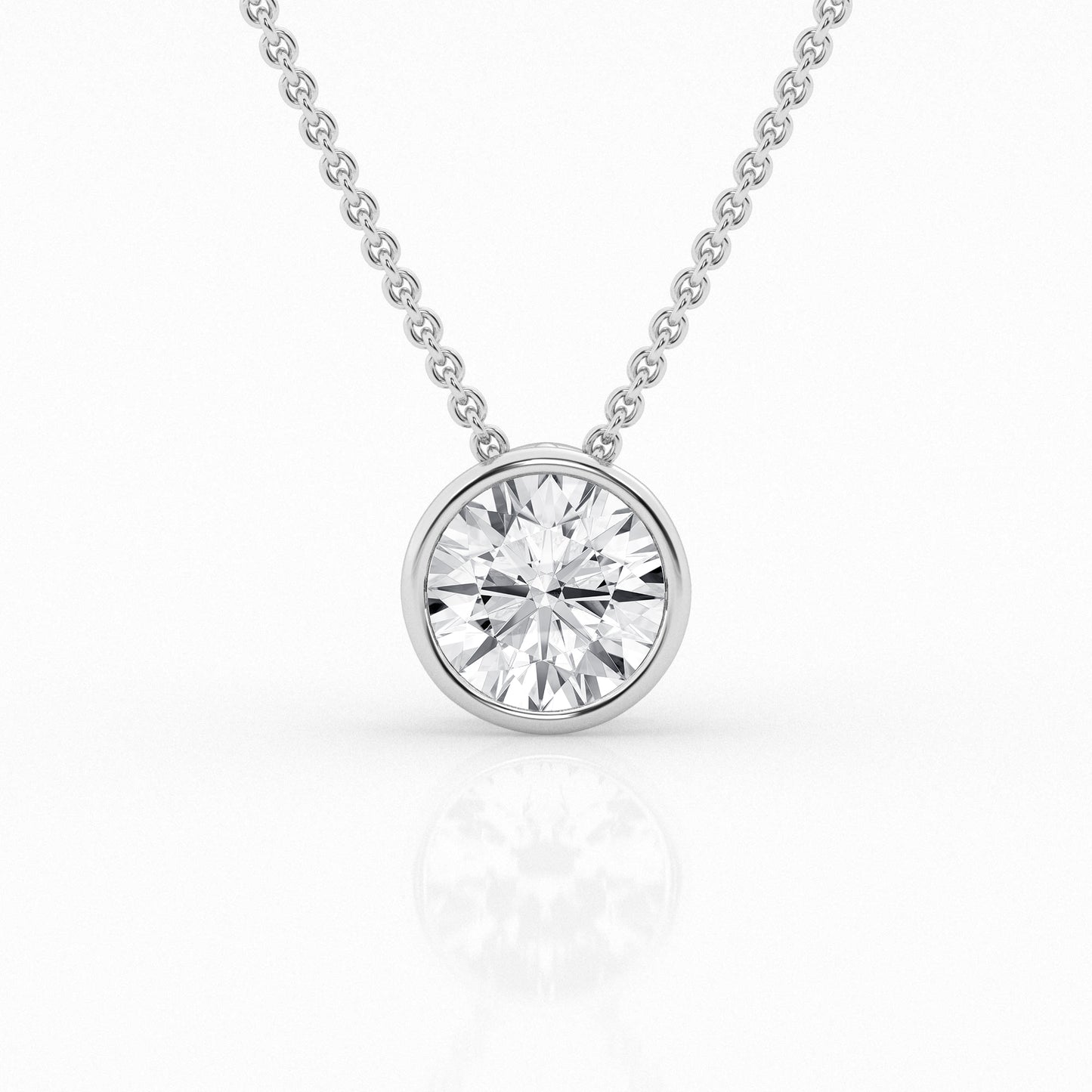 14K White Gold Lab Diamond Solitaire Bezel Pendant