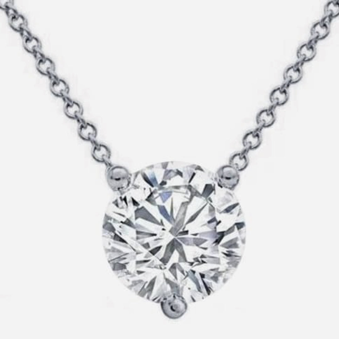 14K White Gold 1.5ct Lab Diamond Solitaire Pendant