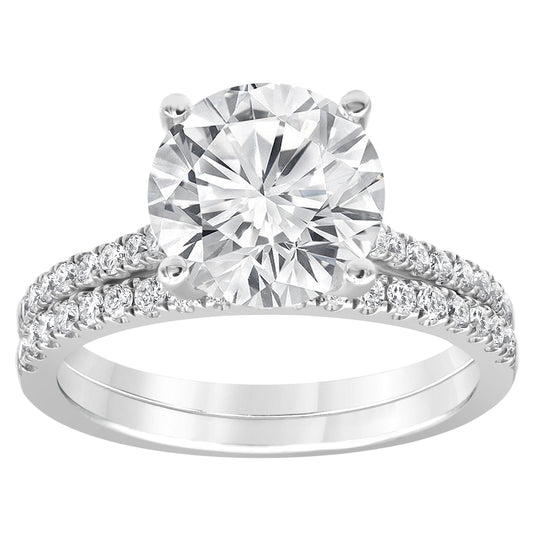 14K White Gold Lab Diamond Halo Engagement Ring