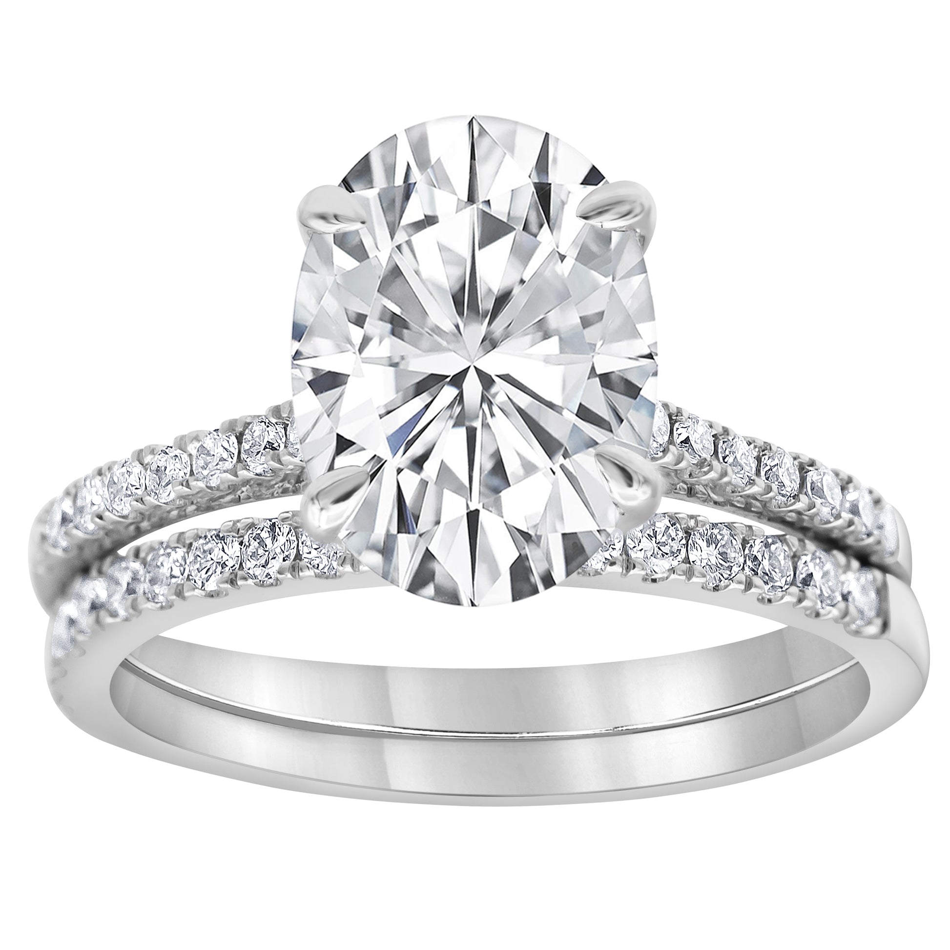 14K White Gold Oval Lab Diamond Halo Engagement Ring