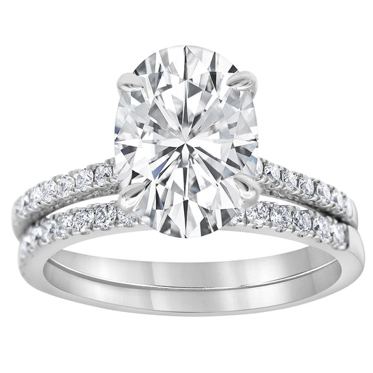14K White Gold Oval Lab Diamond Hidden Halo Ring