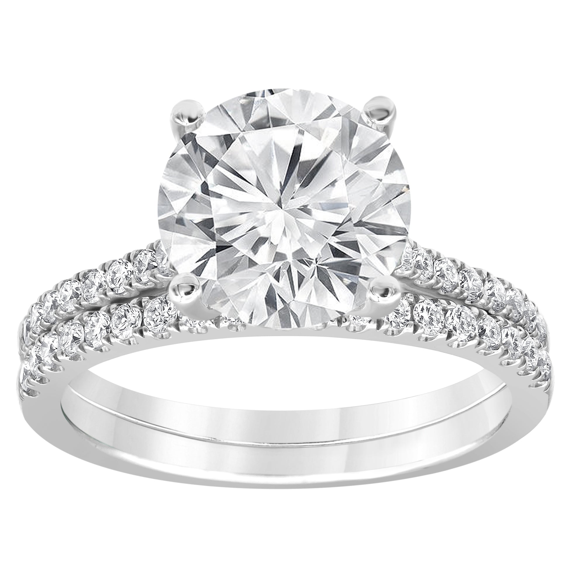 14K White Gold Lab Diamond Halo Engagement Ring