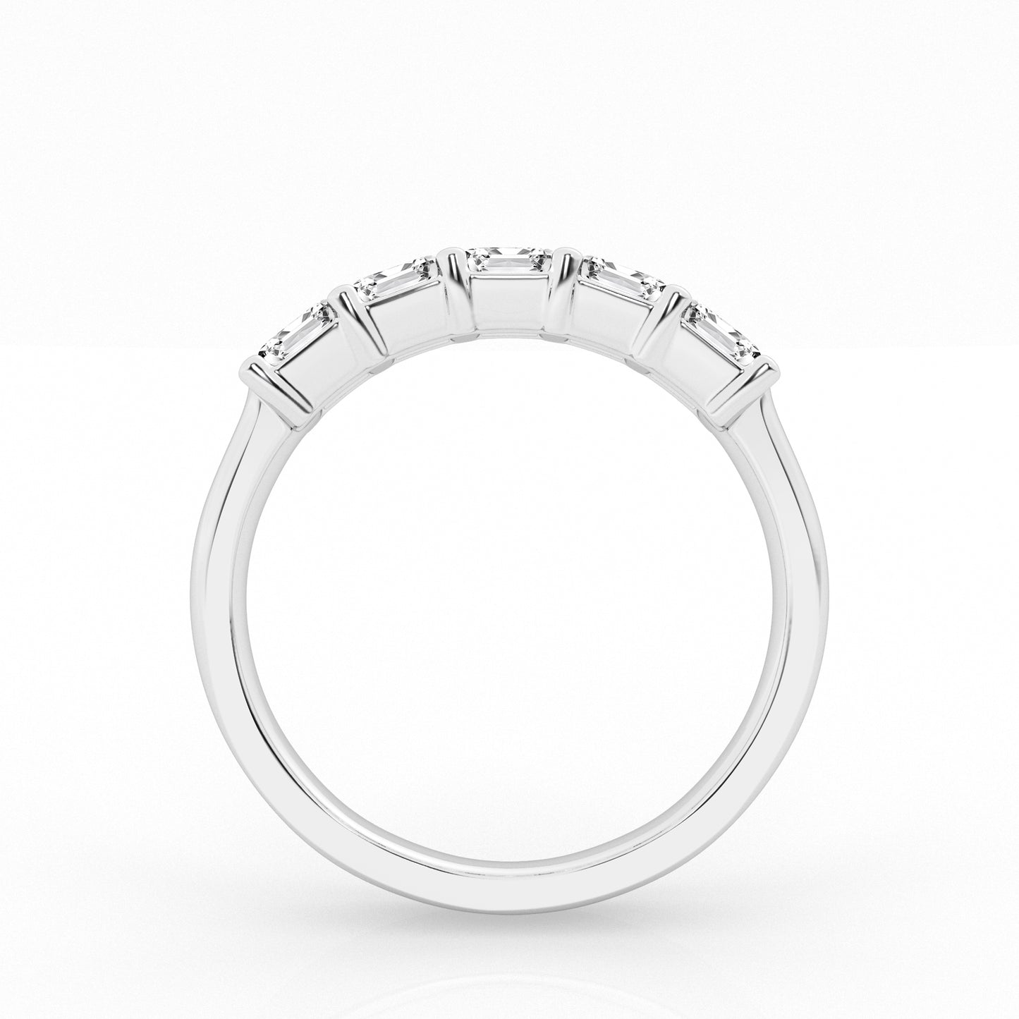 14K White Gold 5-Stone Emerald Lab Diamond Engagement Ring