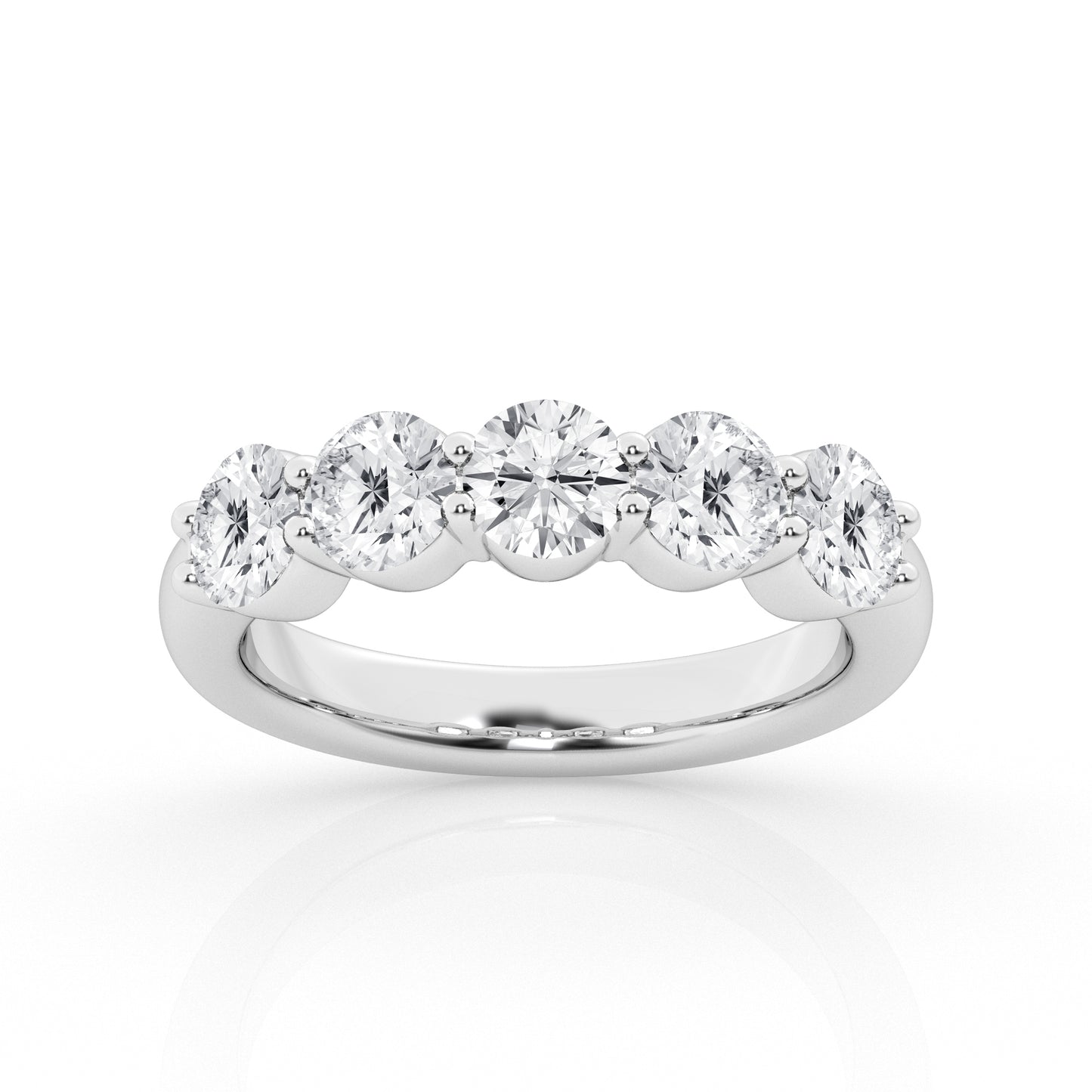 14K White Gold 5-Stone Lab Diamond Engagement Ring
