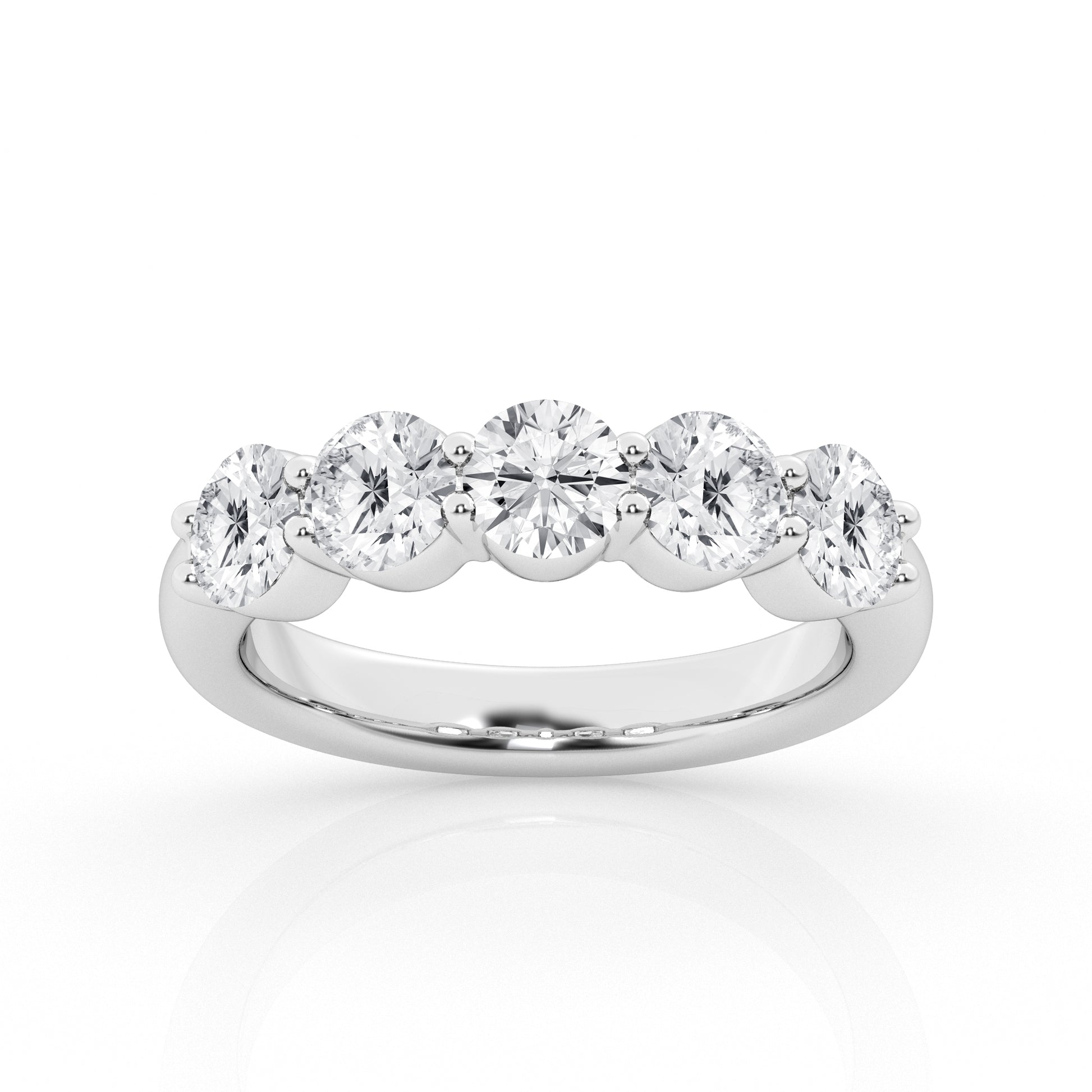 14K White Gold 5-Stone Lab Diamond Engagement Ring