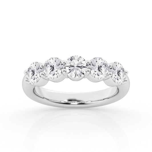 14K White Gold 5-Stone Lab Diamond Engagement Ring