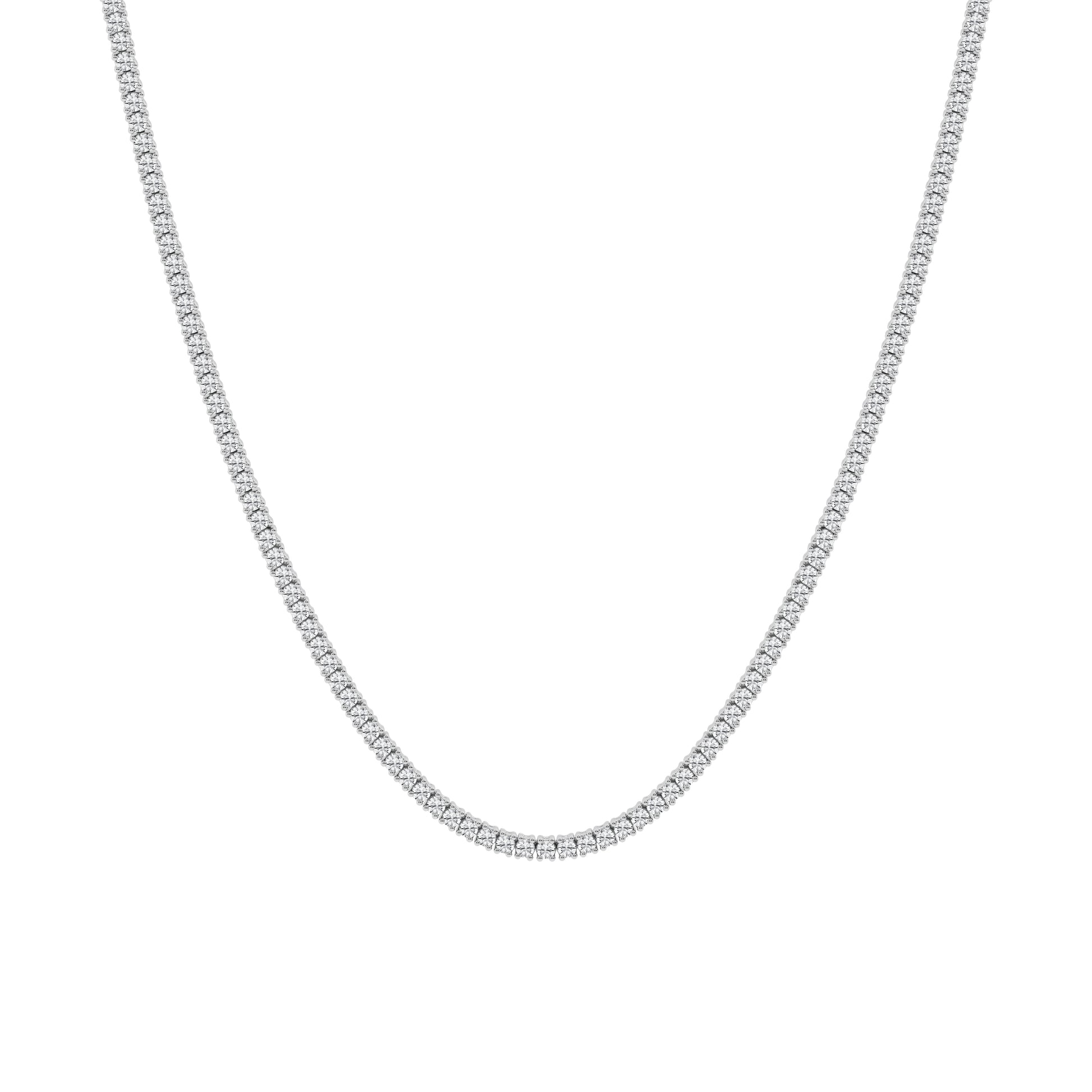 14K White Gold 7ct Lab Diamond Tennis Necklace