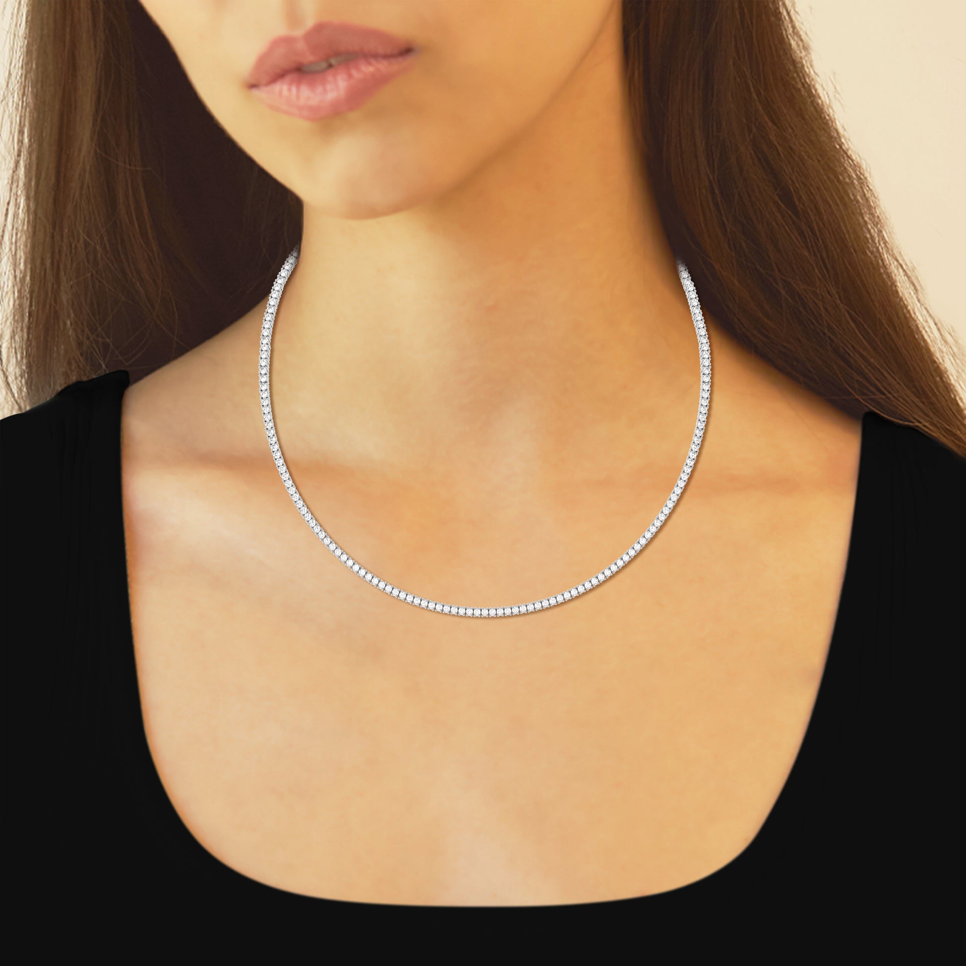 14K White Gold 7ct Lab Diamond Tennis Necklace