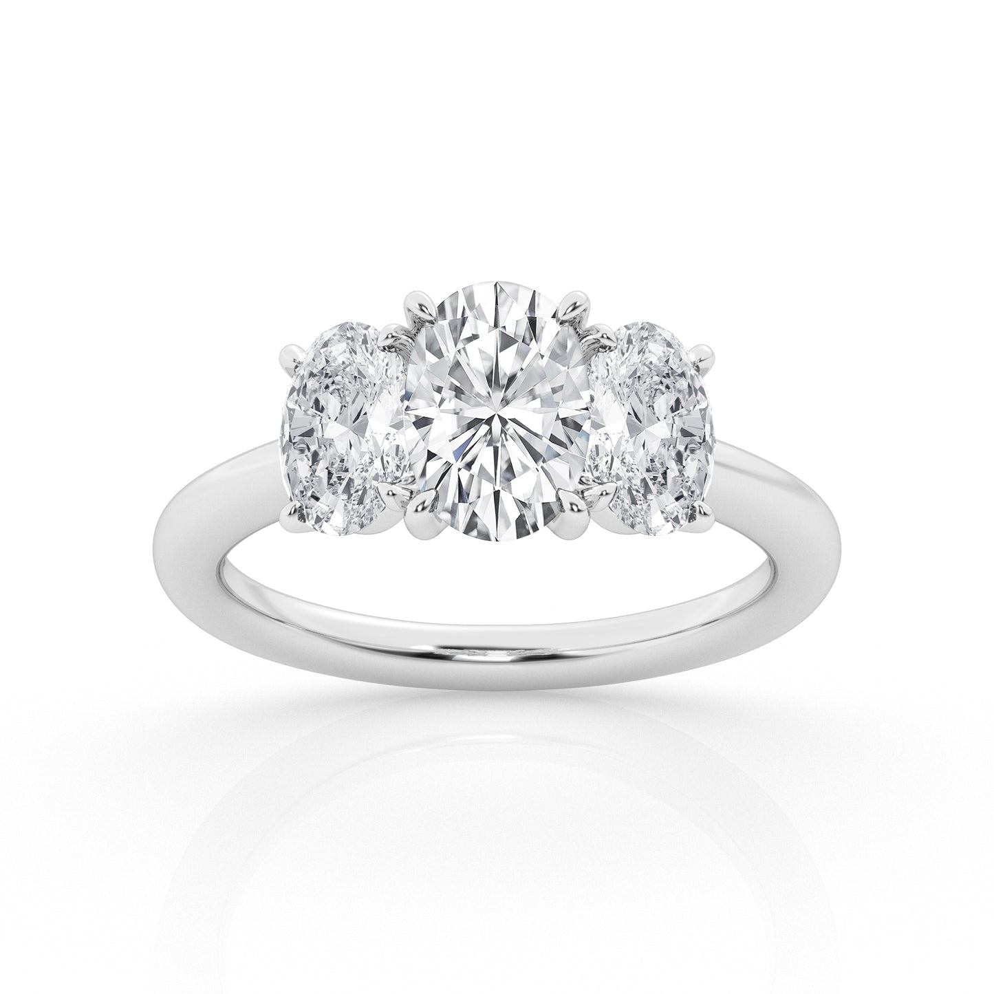 Oval Lab Diamond Trilogy Ring in 14K White Gold
