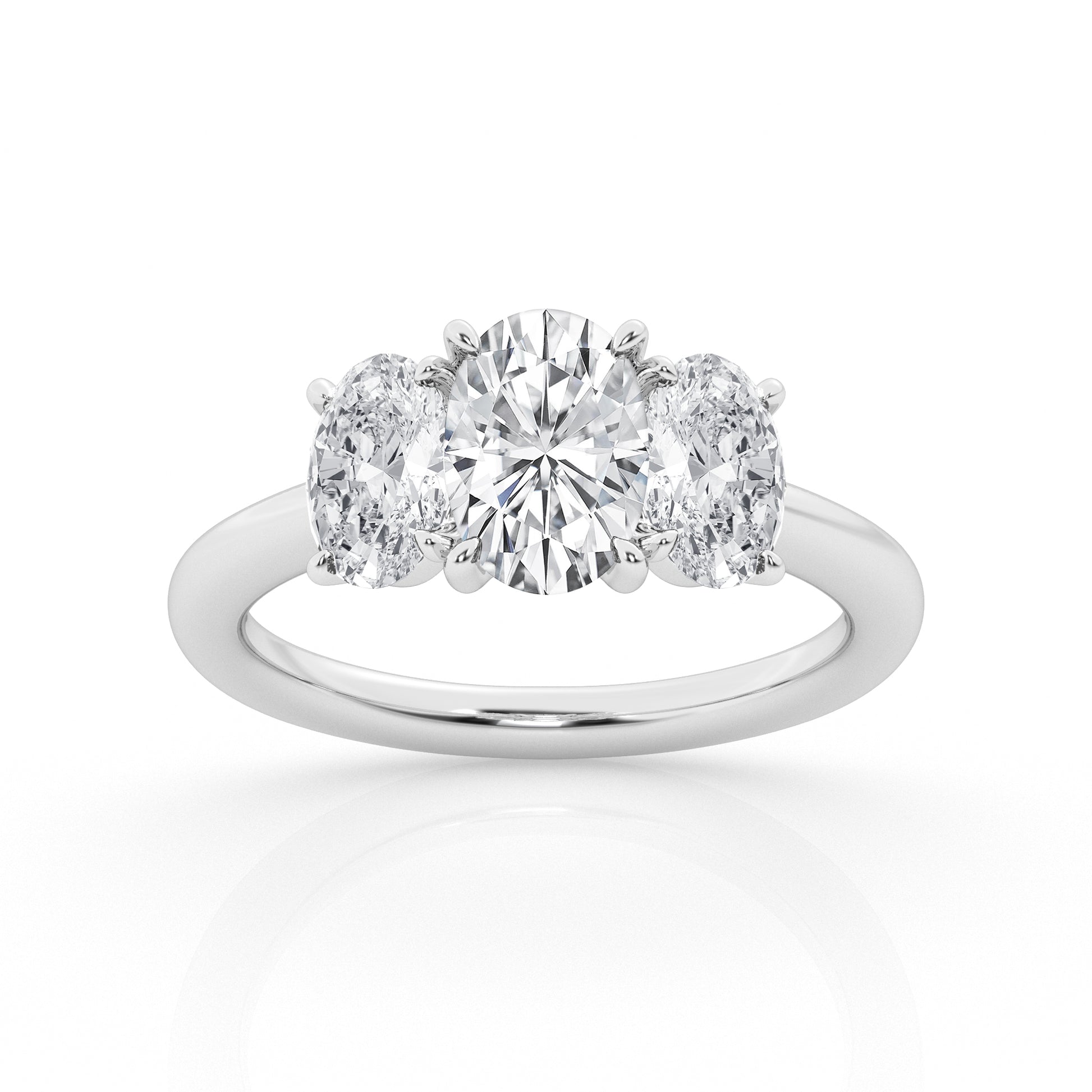 Oval Lab Diamond Trilogy Ring in 14K White Gold