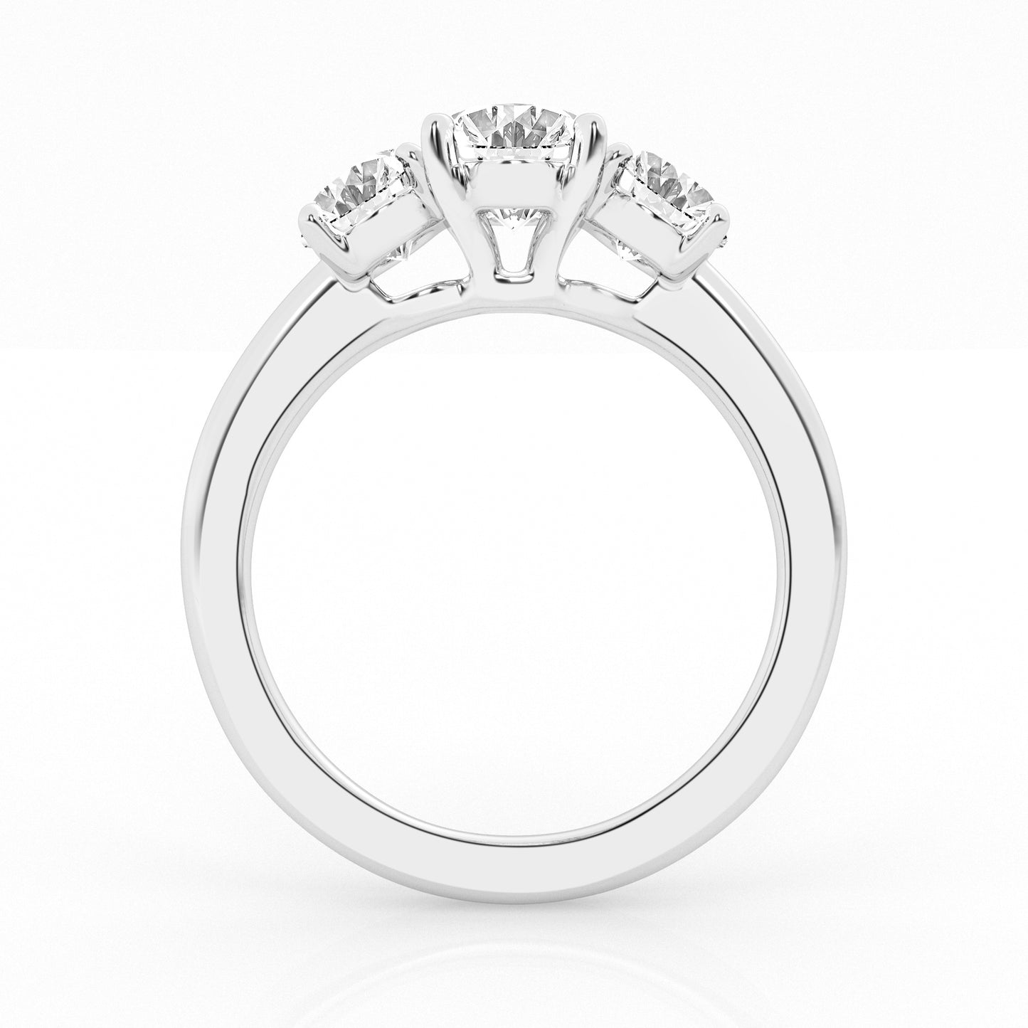Oval Lab Diamond Trilogy Ring in 14K White Gold