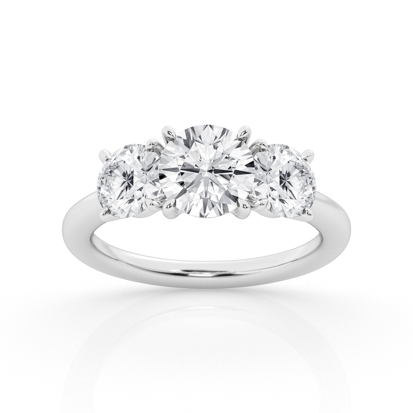 14K White Gold 3-Stone Lab Diamond Engagement Ring