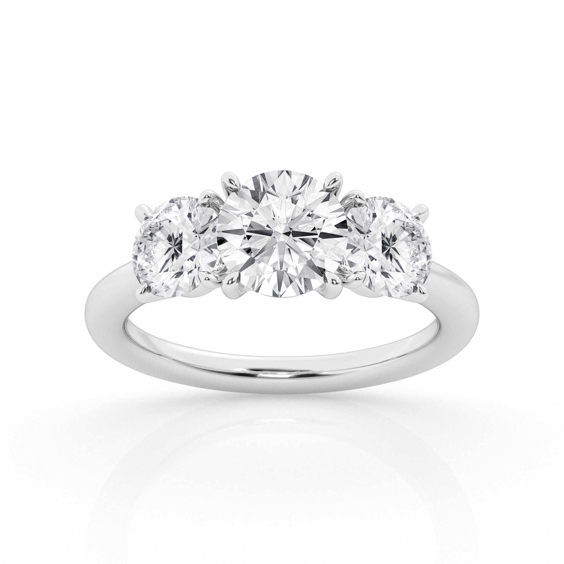 14K White Gold 3-Stone Lab Diamond Engagement Ring