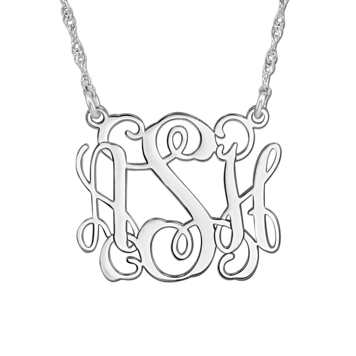 14K White Gold Personalized Vine Mono