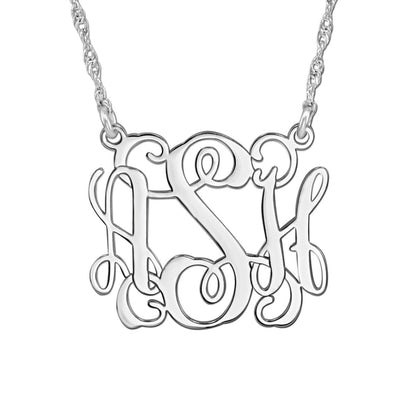 14K White Gold Personalized Vine Mono